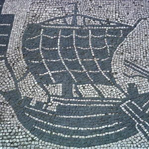 Roman mosaic of a merchant ship, 2nd century