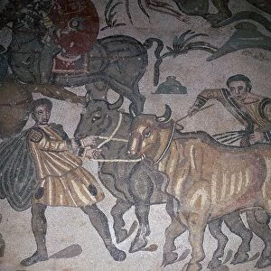 Roman mosaic of ploughing, 3rd century