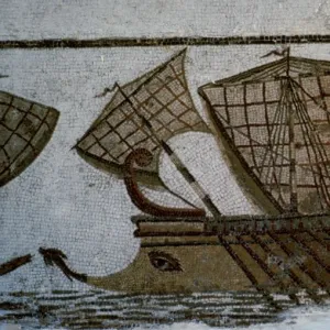 Roman mosaic of a Roman warship, c. 2nd century BC