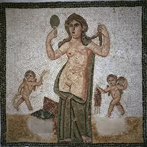 Roman mosaic showing the toilette of Venus, 3rd century