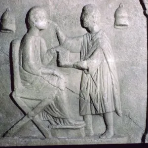 Roman relief of an oculist at work