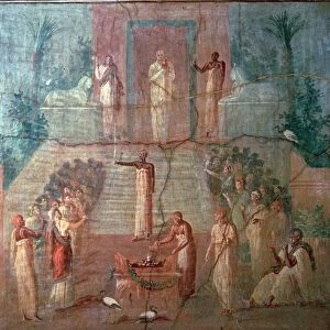 Roman wall-painting of Priests of Isis worshipping, 1st century
