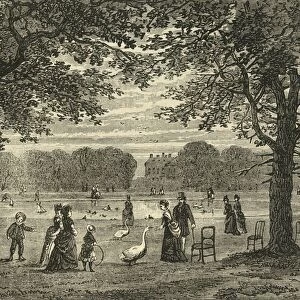 The Round Pond, Kensington Gardens, c1876. Creator: Unknown