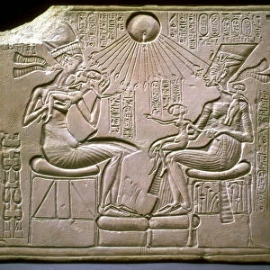 The royal family: Akhenaten, Nefertiti and their children, ca 1350 BC. Artist: Ancient Egypt