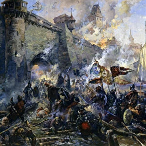 The Russian Army Capturing Narva on May 11, 1558, 1956. Artist: Alexander Blinkov