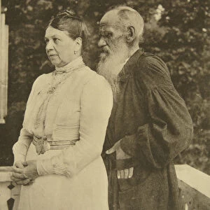 Russian author Leo Tolstoy and his wife, Sophia, Russia, 1890s. Artist: Sophia Tolstaya