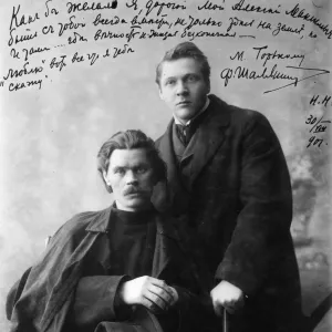 Russian author Maxim Gorky and singer Feodor Chaliapin, 1901