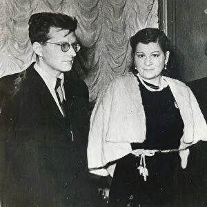 Russian composer Dmitri Shostakovich, singer Maria Maksakova and writer Aleksey Tolstoy, 1943