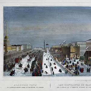 Russian Ice Mountain on the Admiralty Square in St. Petersburg, 1850s