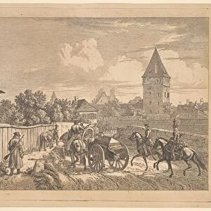 Russian Lancers Escorting the Regimental Cassonne, 1816. Creator: Johann Christian Erhard