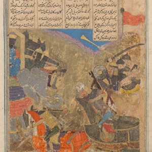 Rustam Battles Sava, Folio from a Shahnama (Book of Kings), 15th century