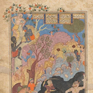 Rustam Slays the White Div, Folio from a Shahnama (Book of Kings), 1560-80