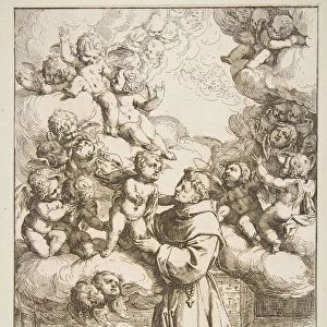 Saint Anthony of Padua adoring the Christ Child, copy after Cantarini, 1640