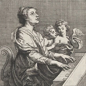 Saint Cecilia playing the organ with two putti at right, ca. 1631