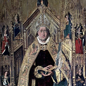 Saint Dominic of Silos enthroned as abbot, by Bartolome Bermejo