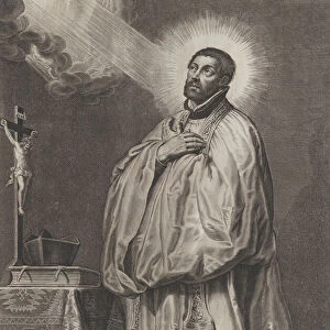 Saint Francis Xavier with a divine light emanating towards him from the upper left