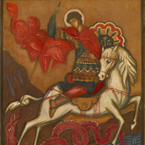 Saint George and the Dragon. Artist: Stelletsky, Dmitri Semyonovich (1875-1947)