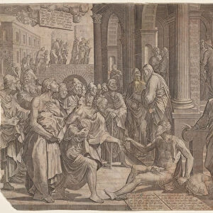 Saint John and Saint Peter Healing the Cripple, 1553. Creator: Lambert Suavius