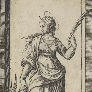 Saint Margaret standing, a dragon at the left, from the series Piccoli Santi (S... ca