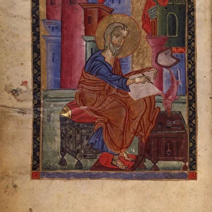 Saint Matthew the Evangelist (Manuscript illumination from the Matenadaran Gospel), 14th century