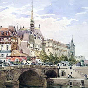 Saint-Michel Bridge, Paris, c1822-1878. Artist: Charles Claude Pyne