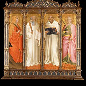 Saints Mary Magdalene, Benedict, Bernard of Clairvaux and Catherine of Alexandria, ca 1380. Artist: Gaddi, Agnolo (1350-1396)