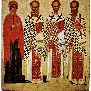 Saints Paraskeve, Gregory the Theologian, John Chrysostom and Basil the Great, early 15th century