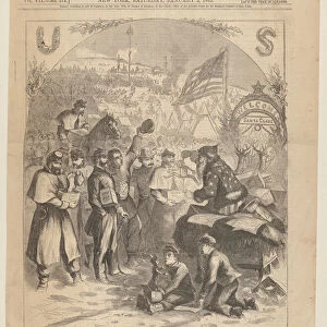 Santa Claus in Camp (from Harpers Weekly), January 3, 1863. Creator: Thomas Nast