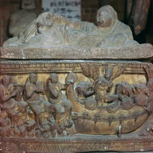 Detail of a sarcophagus showing Odysseus and the sirens