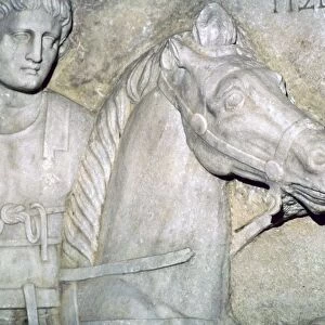 Detail of a sarcophagus showing a Roman officer