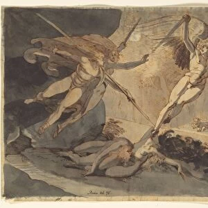 Satan Starts from the Touch of Ithuriels Spear, 1776. Creator: Henry Fuseli (Swiss, 1741-1825)