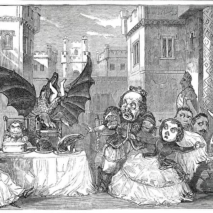 Scene from the Pantomime of "Harlequin and the Dragon of Wantley", at Sadler's Wells Theatre, 1850. Creator: Unknown. Scene from the Pantomime of "Harlequin and the Dragon of Wantley", at Sadler's Wells Theatre, 1850. Creator: Unknown
