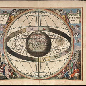 Scenography of the Ptolemaic cosmography (From Andreas Cellarius Harmonia Macrocosmica), c. 1660. Artist: Loon, Johannes van (c. 1611-1686)