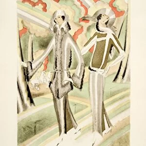 Schoner Herbsttag, outfits by Mossner, from Styl, pub. 1922 (pochoir Print)