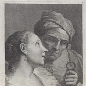 A schoolgirl and her music teacher looking at a sheet of music, 1725-80. Creator: Joseph Wagner