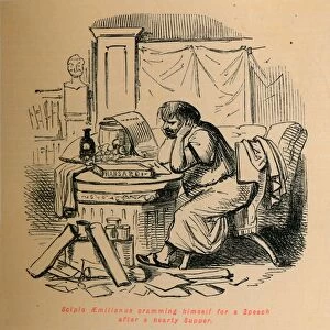Scipio Aemilianus cramming himself for a Speech after a hearty Supper, 1852. Artist: John Leech