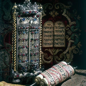 Scrolls of the Torah, Torah cover and the Ten Commandments, 1797
