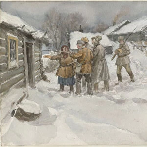 Before search and seizure (from the series of watercolors Russian revolution), 1920