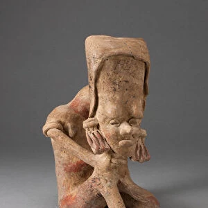Seated Figure with an Elongated Head and Chin Placed on Knee, 300 B. C. / A. D. 300