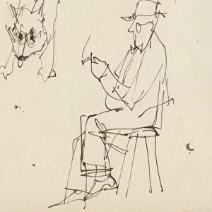 Seated man and dog studies, c1950. Creator: Shirley Markham