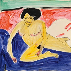Seated Nude on Divan, 1909. Artist: Kirchner, Ernst Ludwig (1880-1938)