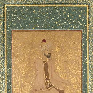 Seated Scholar, Border Fragment from the Teheran / Berlin album, c. 1605-1610. Creator: Unknown