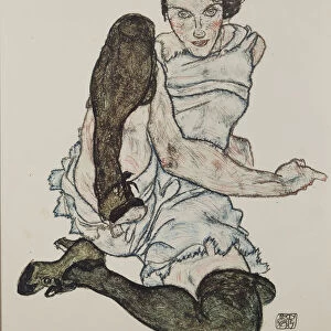 Seated Woman with Legs Drawn Up, 1917. Artist: Schiele, Egon (1890-1918)