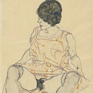 Seated woman with pushed up dress, 1914