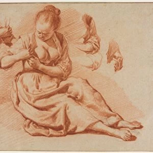 Seated Woman Searching for Fleas, c. 1671. Creator: Adriaen van de Velde (Dutch, 1636-1672)