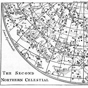 Second part of the star chart of the Northern Celestial Hemisphere showing constellations, 1747