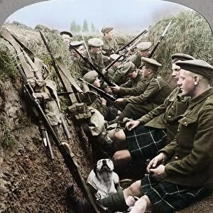 A section of Seaforth Highlanders snatching a moments respite, World War I, c1914-c1918. Artist: Realistic Travels Publishers