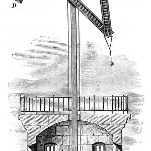 Sectional view of a telegraph tower for Claude Chappes semaphore, 1792, (c1870)