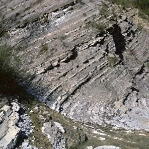 Sedimentary rocks showing their strata