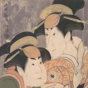 Segawa Tomisaburo II and Nakamura Manyo as Yadorigi and Her Maid Wakakusa in the Play
